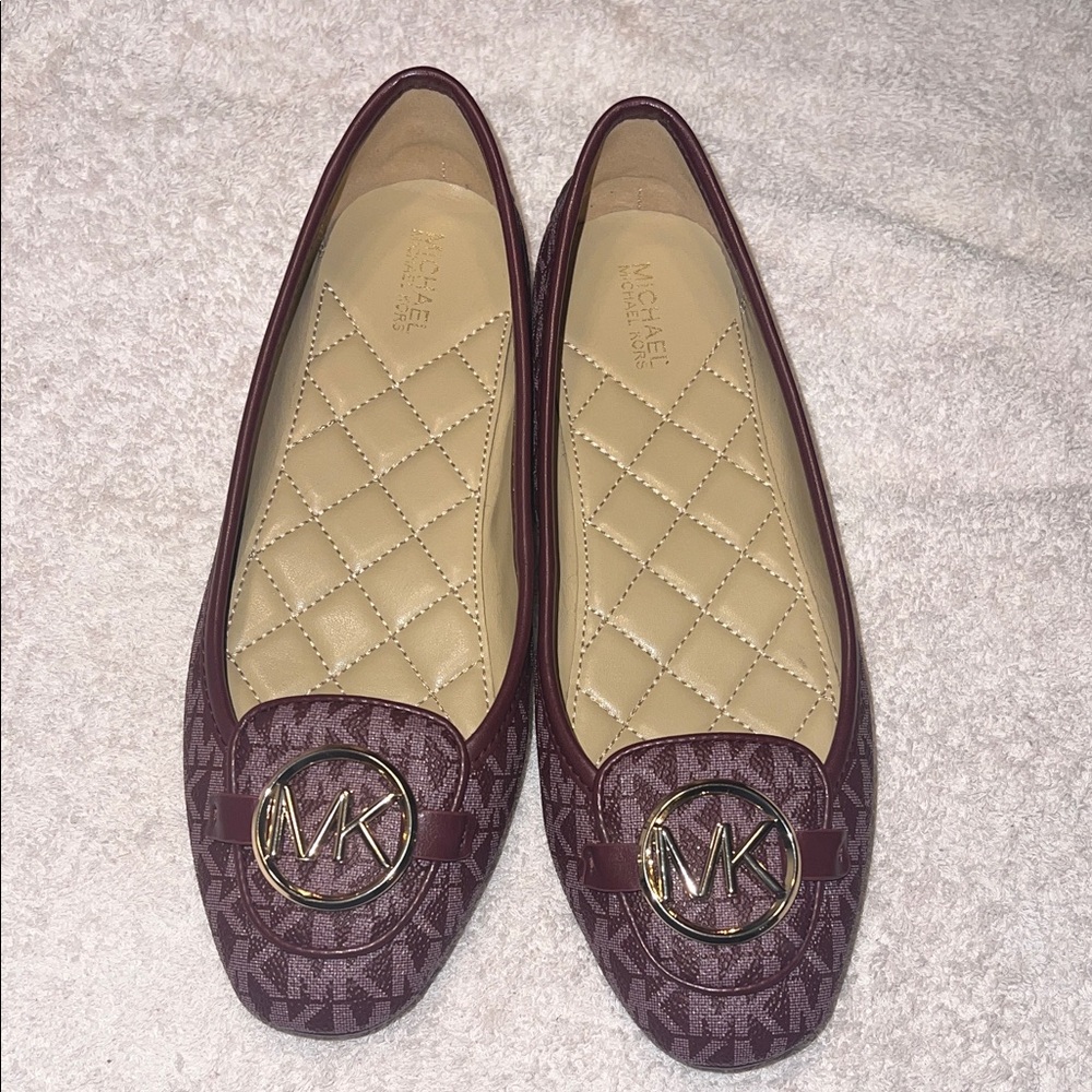 Michael Kors Maroon Loafers with Gold Accents